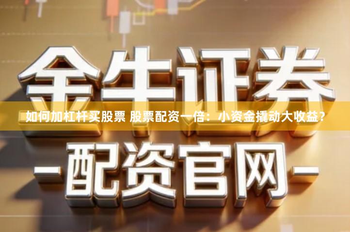 如何加杠杆买股票 股票配资一倍：小资金撬动大收益？